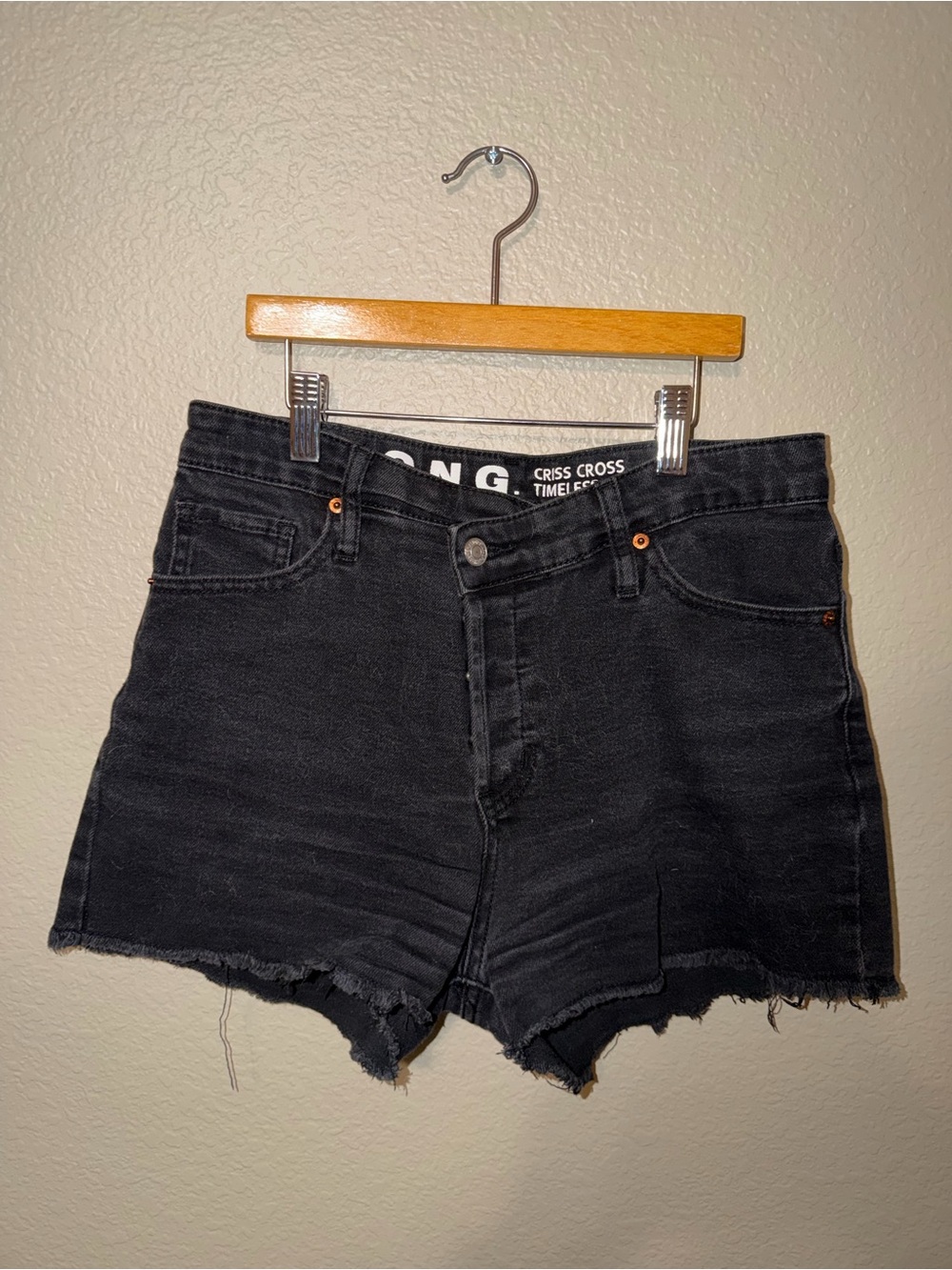 Criss Cross Timeless High-Rise Black Denim Shorts